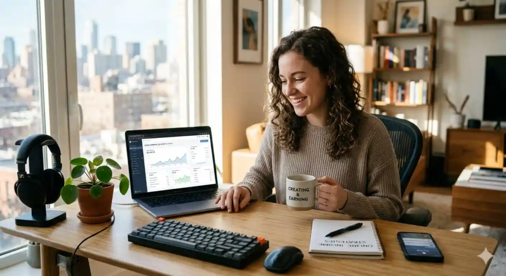 Image of a woman working on a computer, make money online in Nigeria