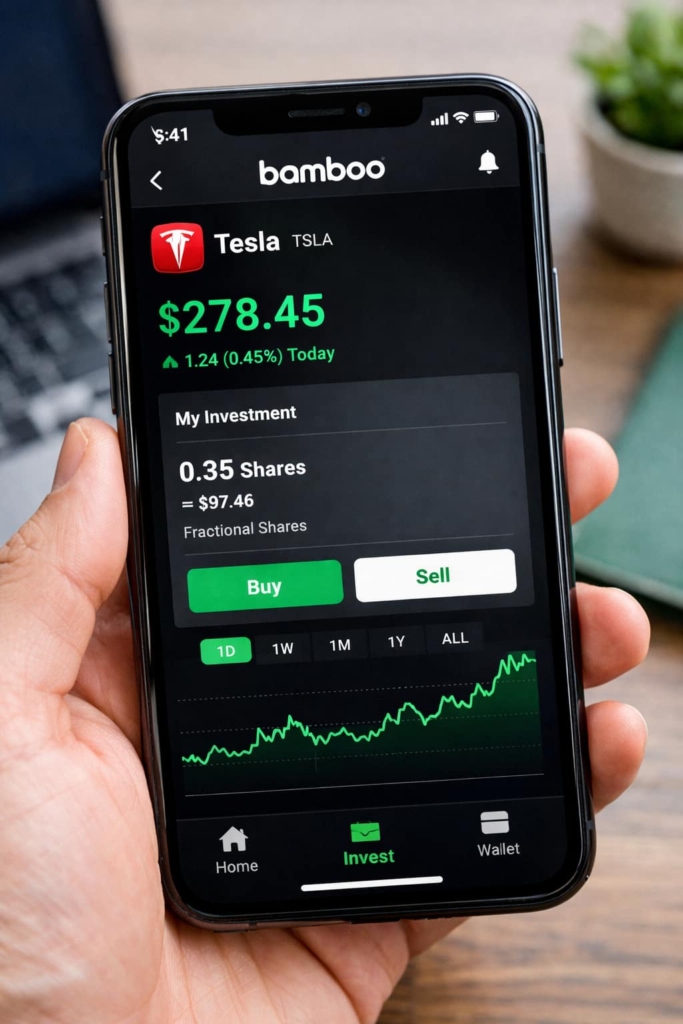 Bamboo-app-showing-Tesla fractional-shares Best Investment Apps in Nigeria