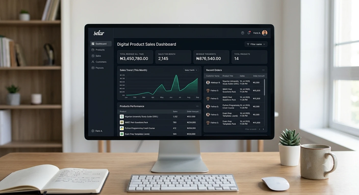 Selar digital products sales dashboard, how Students Can Make ₦30k/Week